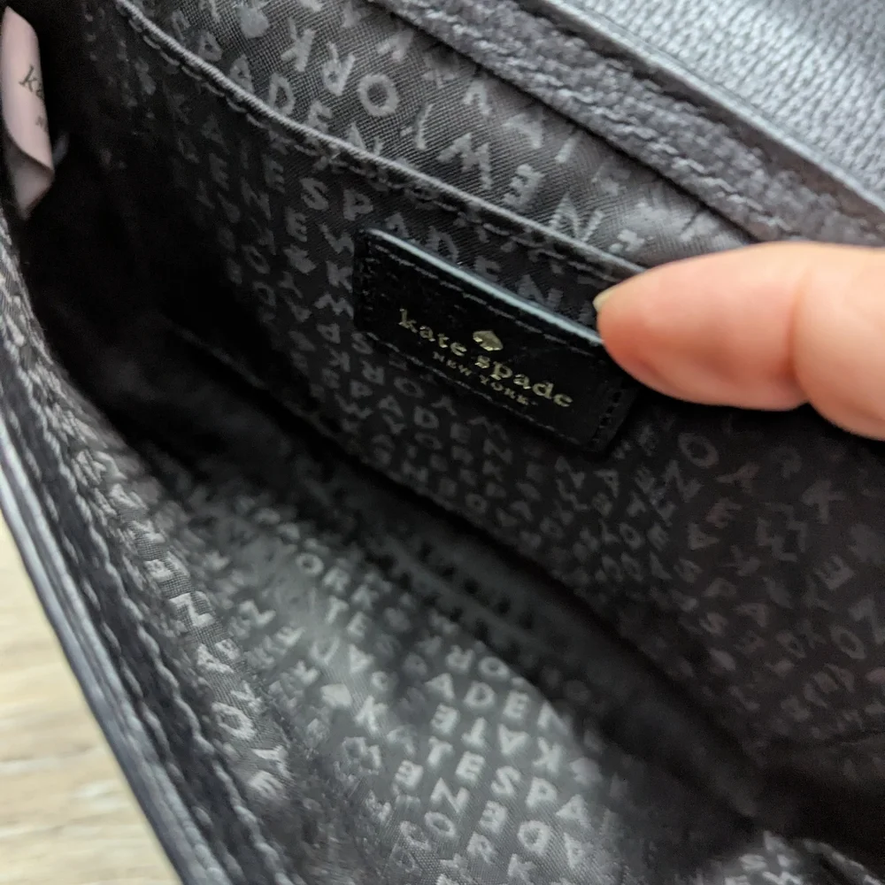 KATE SPADE Black Leather New York Briar Lane Emelyn Chain Crossbody Shoulder Bag